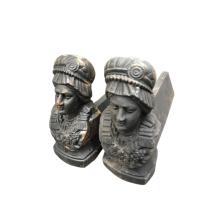 Set gietijzeren haardblokken met lady afbeelding, black-rust!