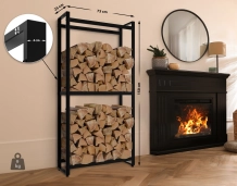 Porte-bûches – acier noir – 150 x 75 cm – élégant