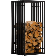 Brandhoutrek – 100 x 50 cm – mat zwart metaal – decoratie