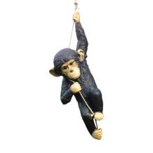 Hangende aap - polystone - 75 cm - met koord - in kleur