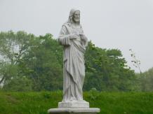 Jesus - auf Sockel - Steinstatue - 150 cm - klassisch weiß