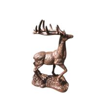 Hert - gietijzeren beeld - 31 cm - bruin - op voet
