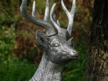 Hirsch - Polystone - 112 cm - silberfarben - detailliert