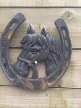 Fer à cheval en fonte - tête de cheval - grand - noir