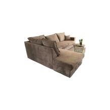 Prachtige forse nieuwe taupe rib stoffen hoekbank model