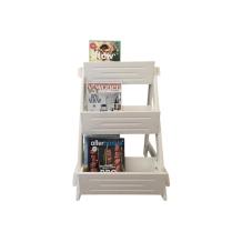 Lectuur-boeken bak, hout, met 3 bakken hout-wit