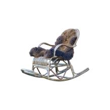 Vintage Schommelstoel - Handgemaakt - Riet - Incl. Grizzly Plaid