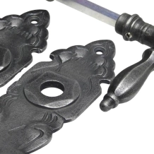 Haustürbeschlag Satz mit PC-Platten und Griffen – Gusseisen grau