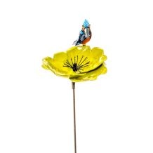 Gartenstab Gelbe Blume mit Eisvogel - Metall