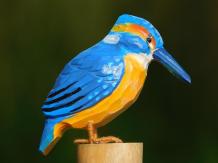 Martin-pêcheur fait main, en couleurs, en bois