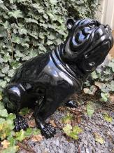 Bulldog - zittende hond - polystone - 60 cm - zwart