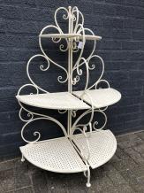 Etagère de jardin / porte plantes tout métal, fer forgé blanc