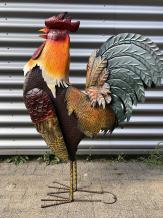 Prachtige grote forse metalen haan, echt een facinerend kunstwerk, 160 cm!! PRACHTIG!!