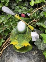 Grenouille - avec pagaie - statue en métal - 26 cm - en couleur