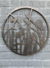 Wanddekoration aus Metall – Vögel – runde Silhouette – schwarz