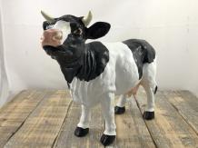 Schöne Polystone-Skulptur einer Milchkuh schwarz-bond