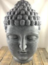 Boeddha - Indonesisch hoofd - polystone beeld - beton grijs