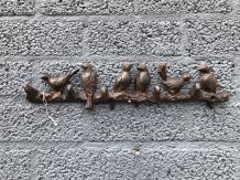 Prachtige tak met vogels, gietijzer met 5 kapstokhaken.