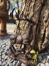 Cerf - statue en fonte - 31 cm - marron - sur socle