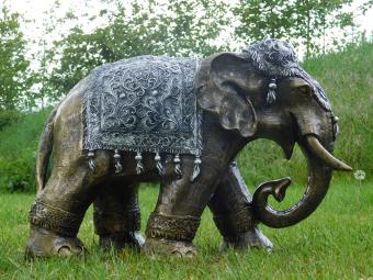 Statue d'éléphant – style indien – or/argent – ​​60 cm