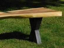 Banc industriel en tronc d'arbre - Bois de Suar - 200 cm - avec structure en acier