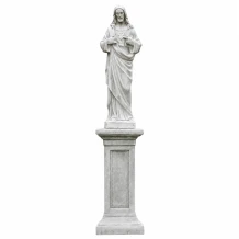 Jezus standbeeld op sokkel - 150 cm hoog - wit stenen figuur