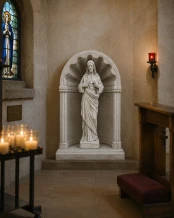 Jezus Heilig Hart in bidkapel – steen – religieus tuinbeeld