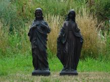 Gartenstatuen Jesus und Maria, Polystone, Set mit 2 Statuen