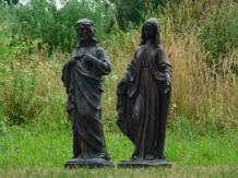 Set van 2 - Jezus en Maria - polystone - donkere beelden
