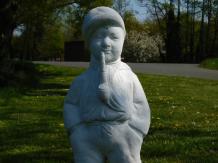 Homme à la pipe - statue en pierre - 72 cm - blanc classique