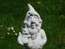 Gnome avec écureuil - statue en pierre - 38 cm - classique