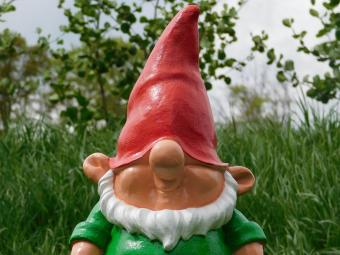 Gnome - statue en polystone - 52 cm - vert - joyeux