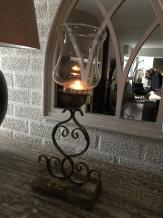 Chandelier, lanterne tempête, métal et verre, fer forgé, vieux vert