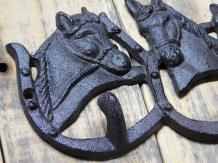 Garderobenständer mit Pferden, 3 Haken, Gusseisen braun