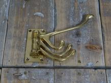 Kleiderständer mit 4 Haken - verstellbar, Messing glänzend