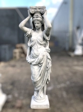 Caryatide - statue en pierre - 155 cm - blanc classique - en détail