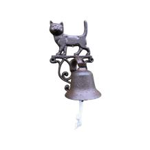 Deurbel met kat-poes - gietijzer -bruin, fraai.