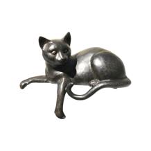 Liggende kat - polystone - 28 cm - zwart - weerbestendig