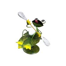 Kikker - met peddel - metalen beeld - 26 cm - in kleur