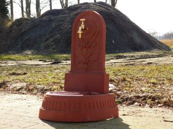 Fontein - gietijzer - 90 cm - menie met goudkleurig