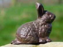 Konijn - gietijzeren beeld - 9 cm - bruin - gedetailleerd