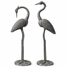 Set van 2 kraanvogel tuinbeelden – metaal – 150 en 160 cm