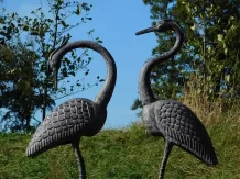 Set van 2 kraanvogel tuinbeelden – metaal – 150 en 160 cm