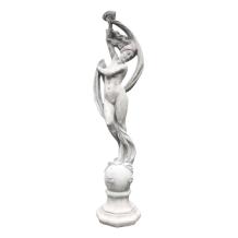 Vrouw met sjaal - stenen beeld - 192 cm - klassiek wit