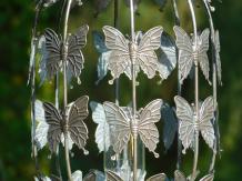 Lanterne avec papillons, métal, ovale, avec éclairage