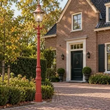 XL gietijzeren lantaarnpaal – 325 cm – koperen lampenkap