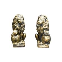 Leeuwen – set van 2 – zwart/goud – 51 cm – polystone beelden