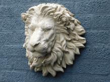 Leeuwenkop - polystone - 48 cm - wit - gedetailleerd