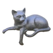 Liggende kat - polystone - 28 cm - zwart