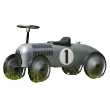Vintage grijze auto – metaal – Vilac – 76 cm – kinderauto